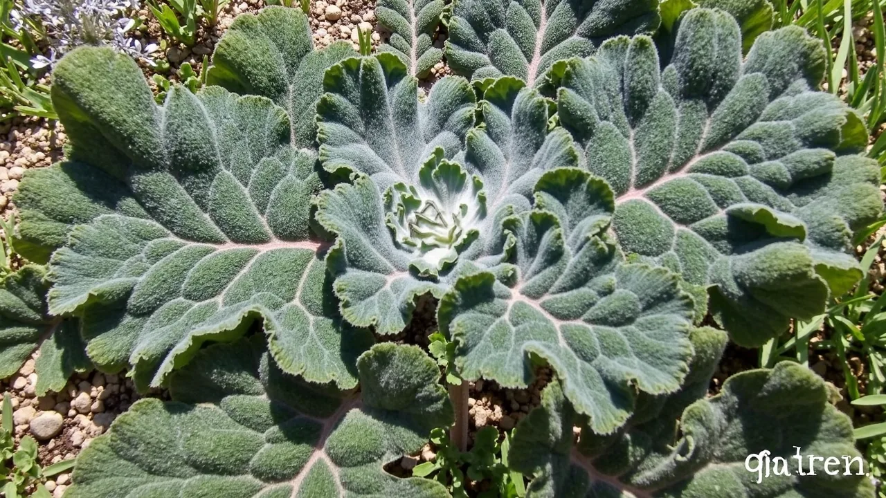 Silver sage (Salvia argentea) — flat rosette of large woolly silver-grey leaves