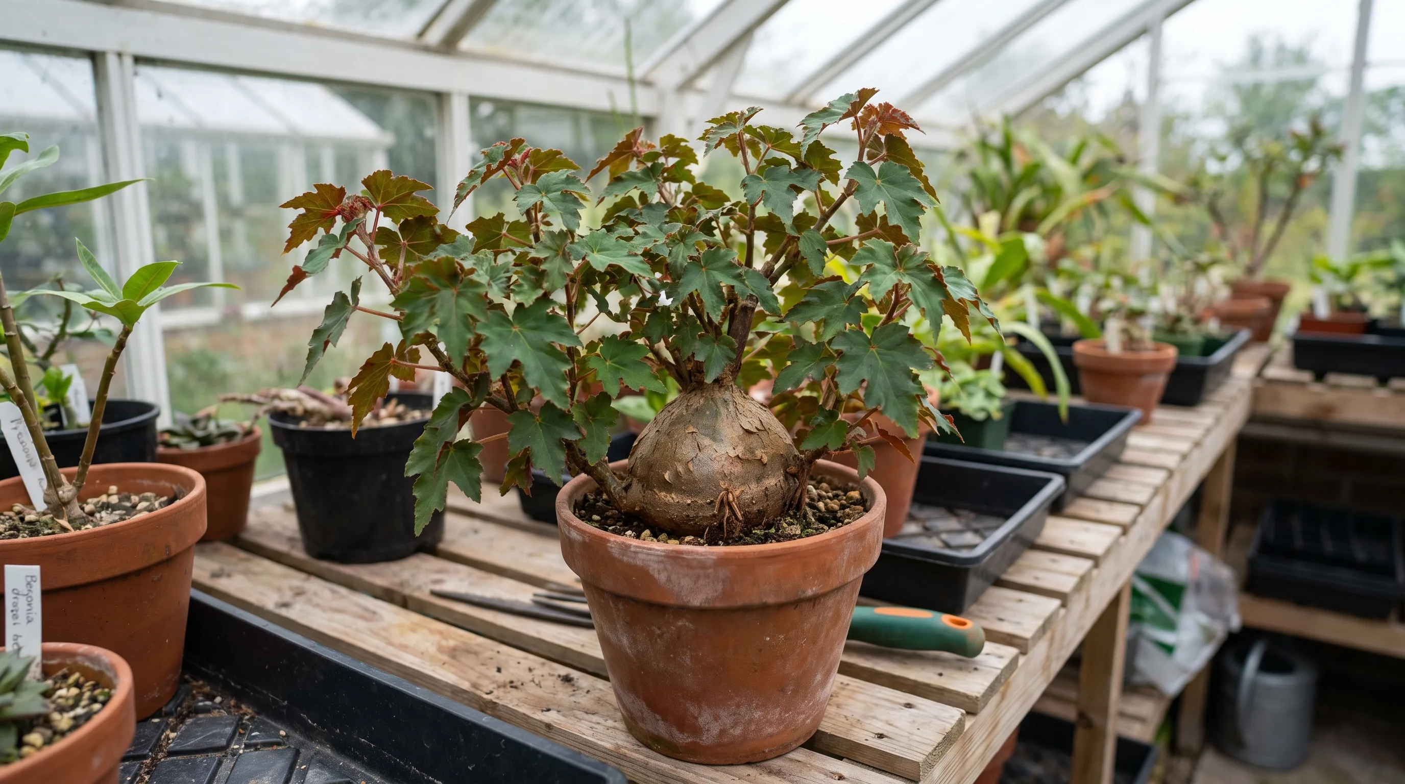 Begonia Dregei growing in a UK garden setting