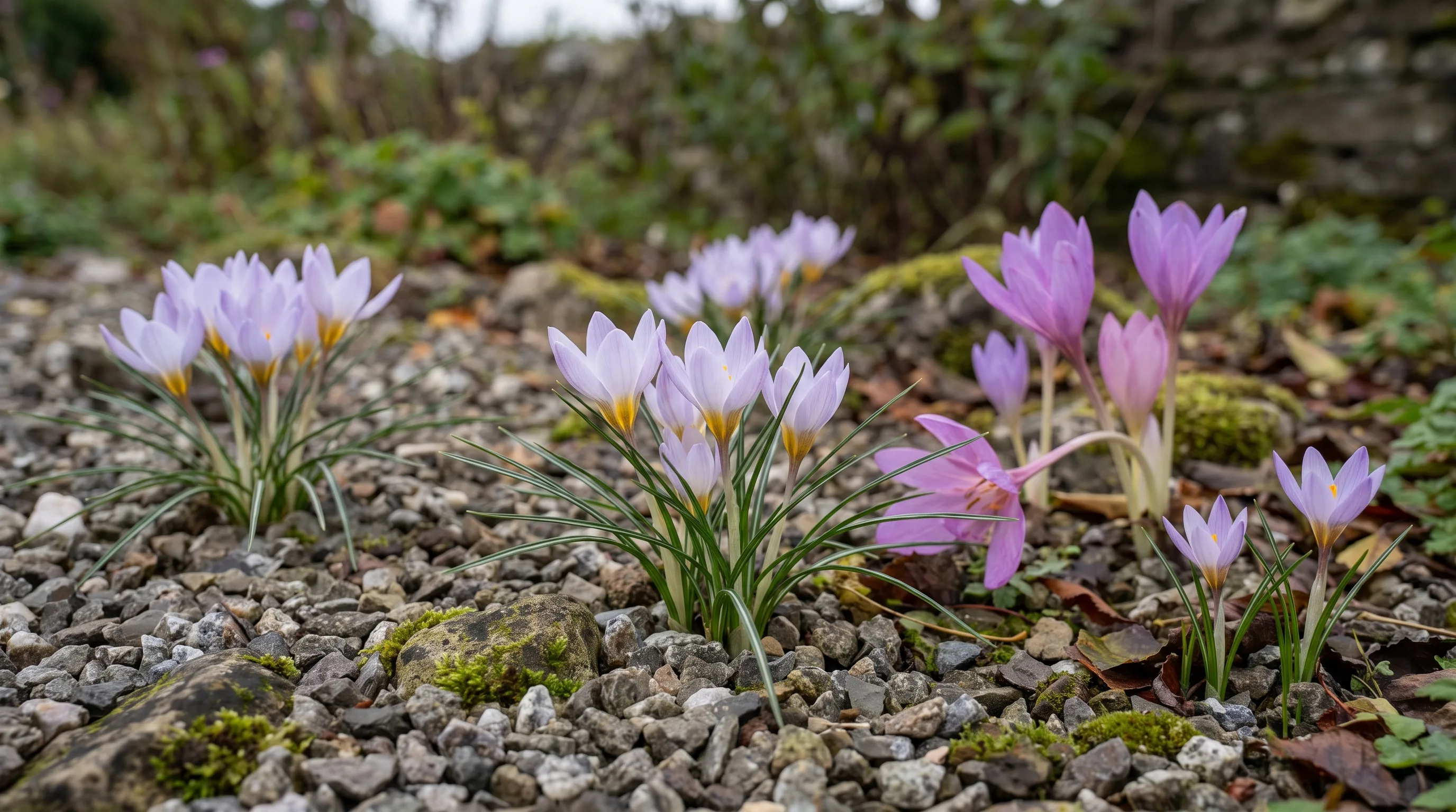 Crocus Kotschyanus growing in a UK garden setting
