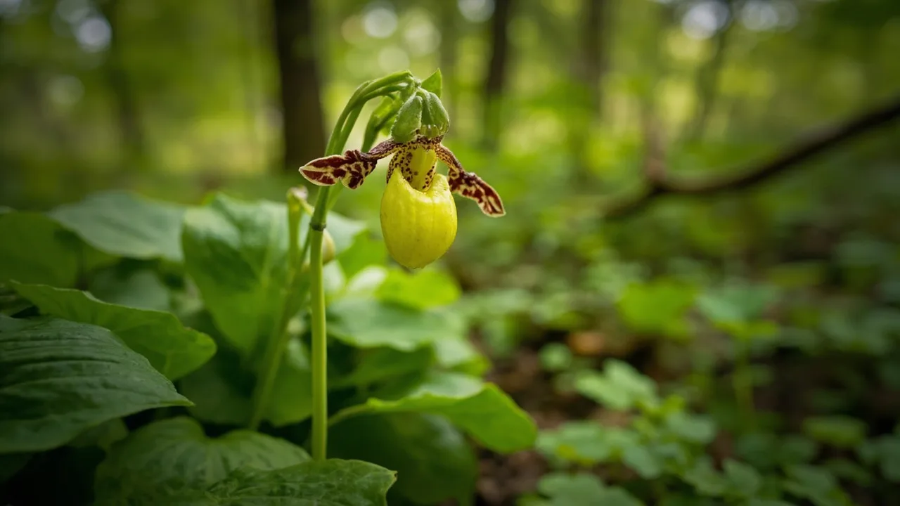 Hank Small Lady's Slipper Orchid (Cypripedium Hank Small gx) documentary photo