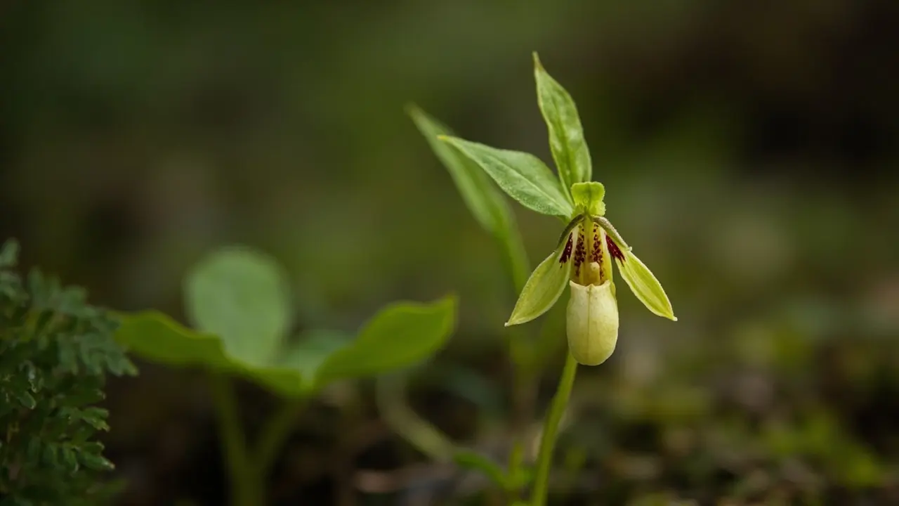 Hank Small Lady's Slipper Orchid (Cypripedium Hank Small gx) documentary photo