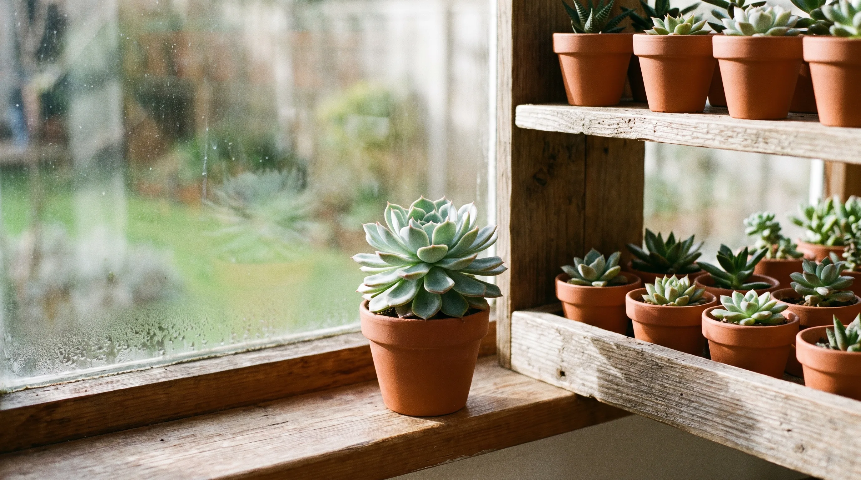 Echeveria Derenbergii growing in a UK garden setting