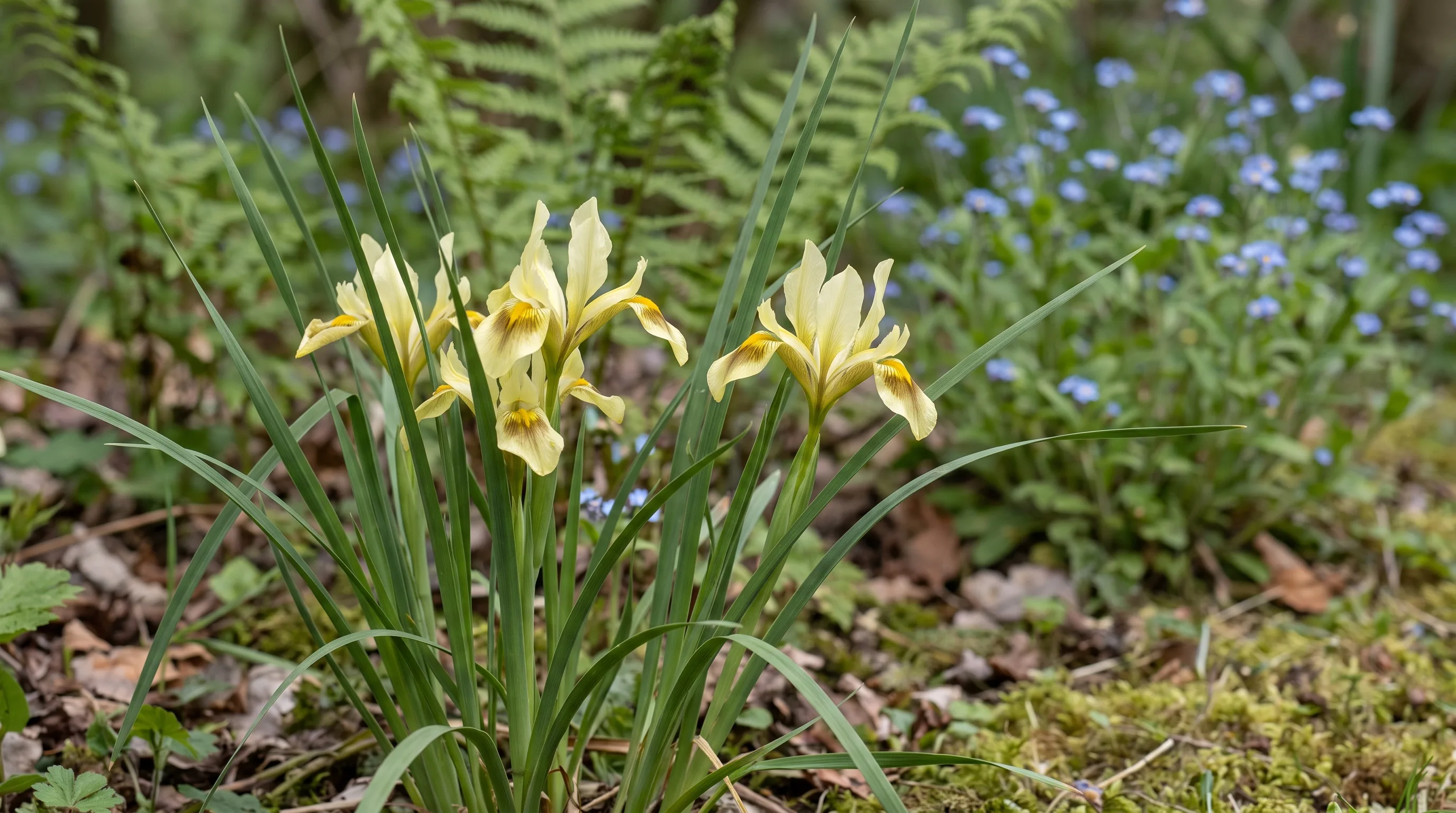 Iris Kerneriana growing in a UK garden setting