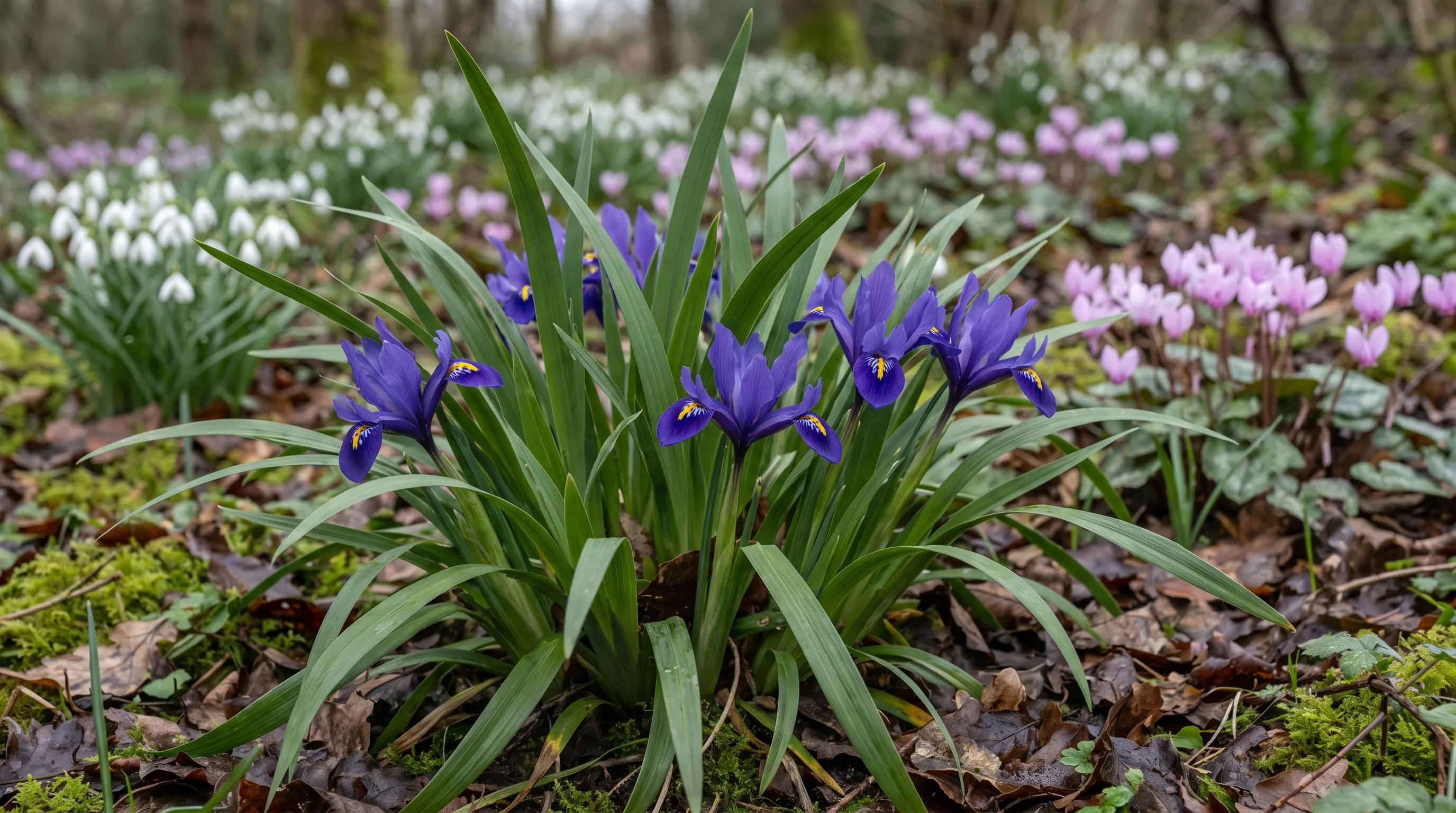 Iris Lazica growing in a UK garden setting