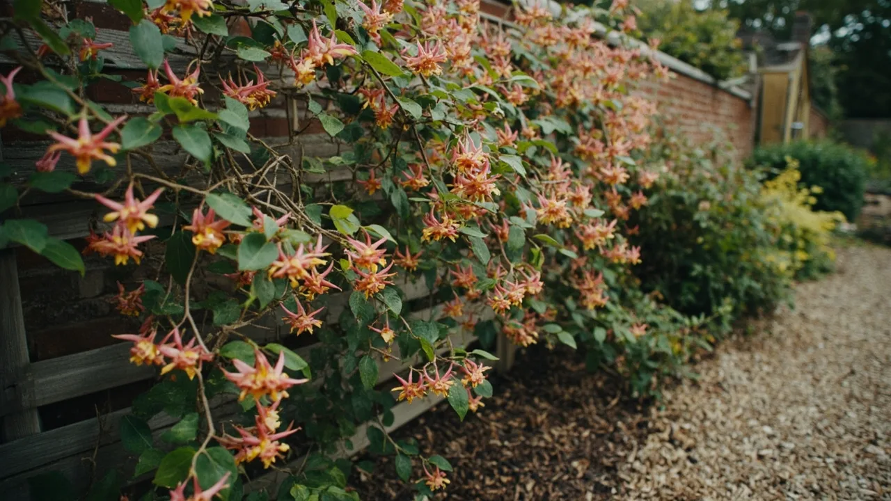 Hybrid Honeysuckle (Lonicera × heckrottii) documentary photo