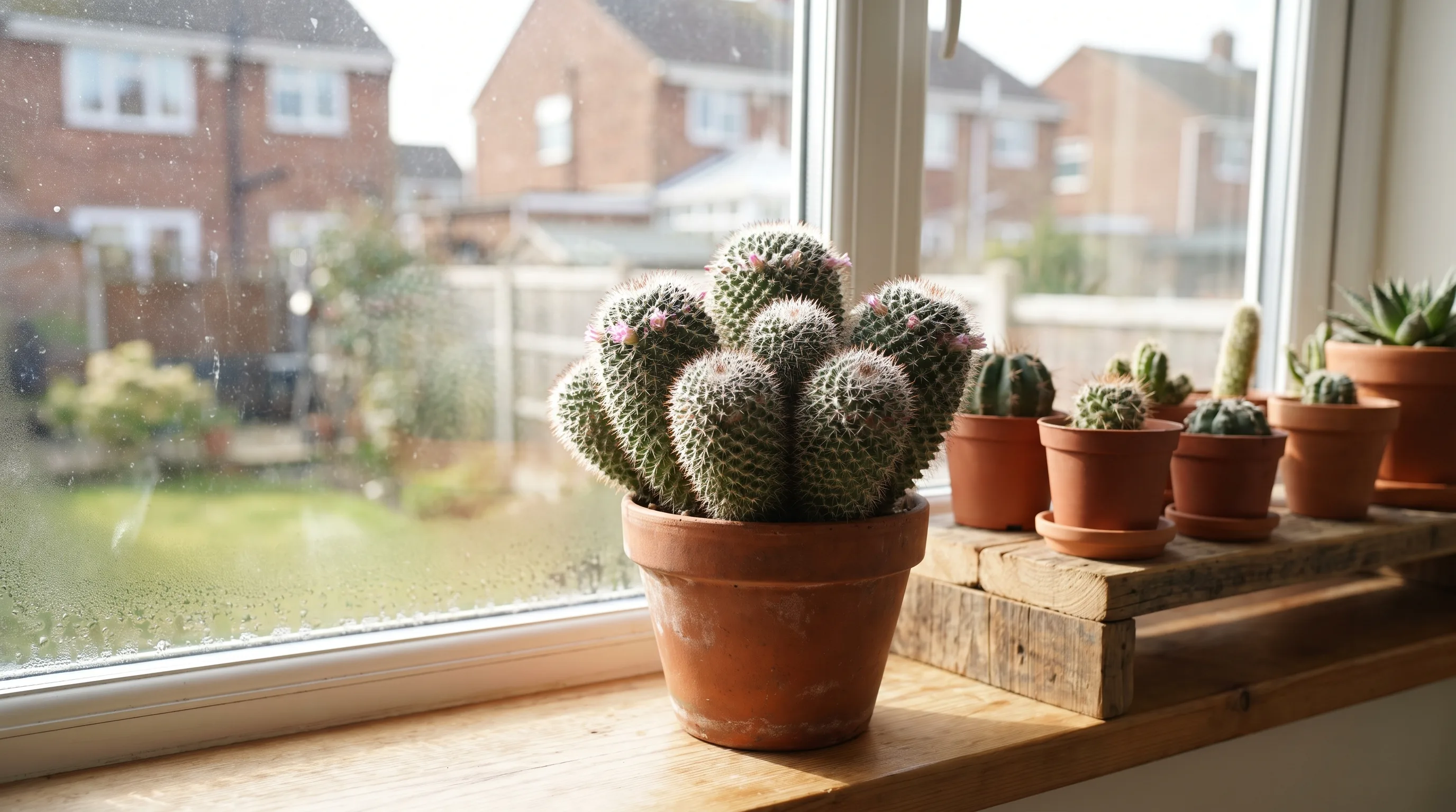 Mammillaria Compressa growing in a UK garden setting