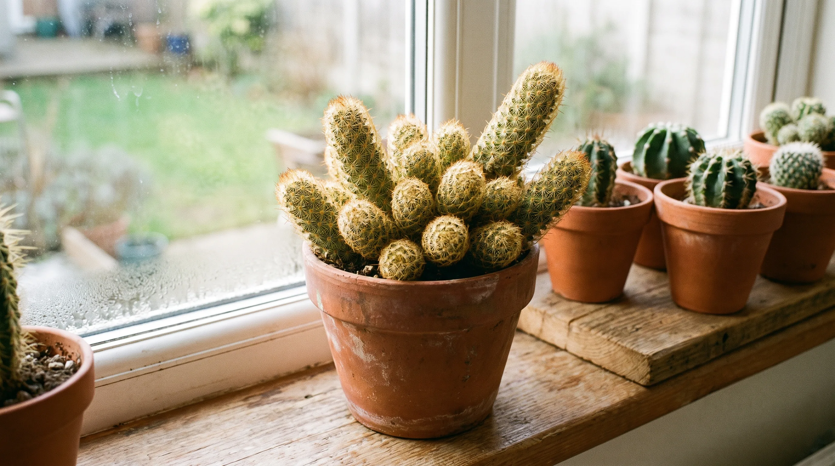 Mammillaria Elongata growing in a UK garden setting
