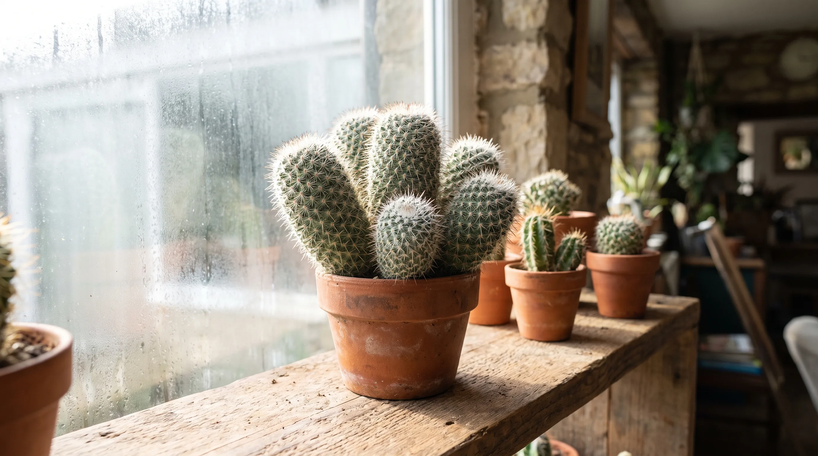 Mammillaria Geminispina growing in a UK garden setting