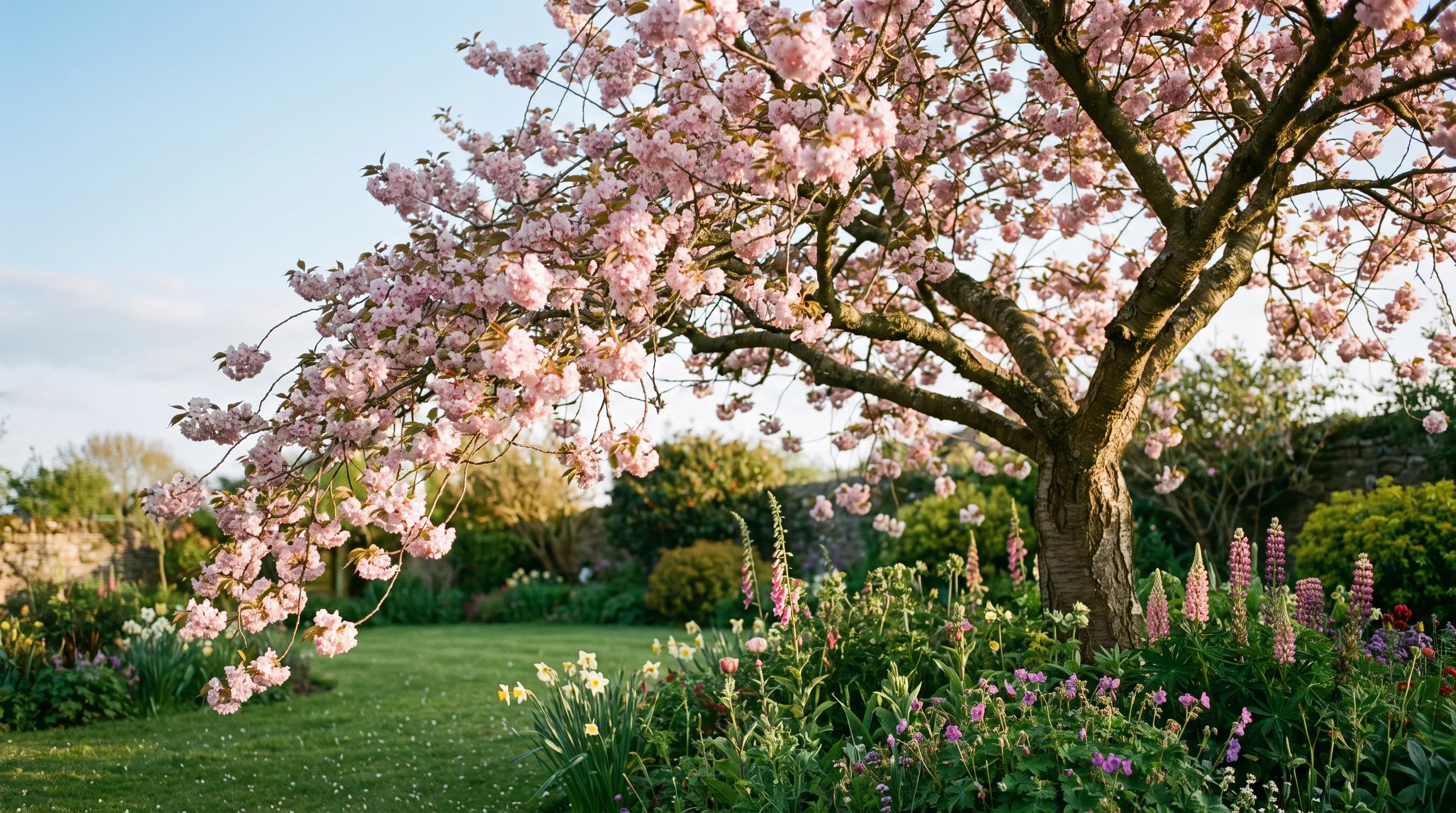 Prunus growing in a UK garden setting