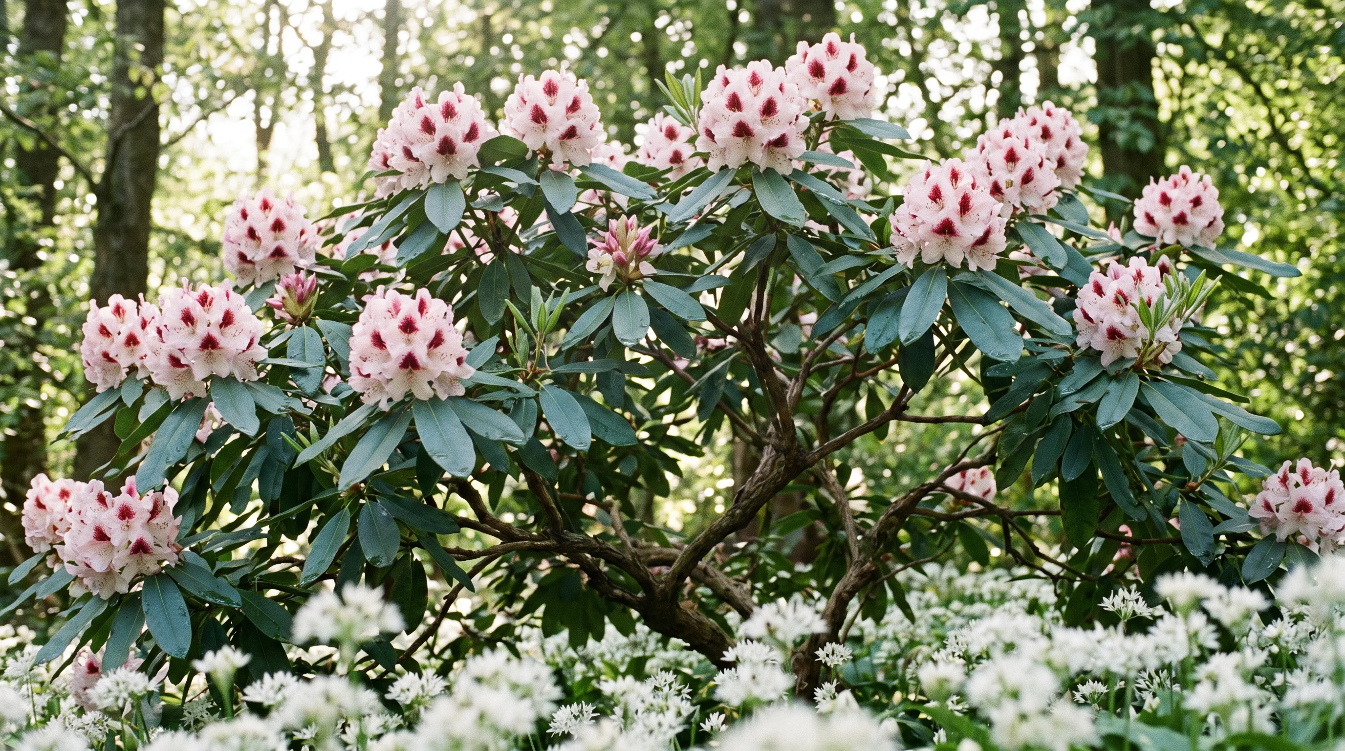 Rhododendron Rex growing in a UK garden setting