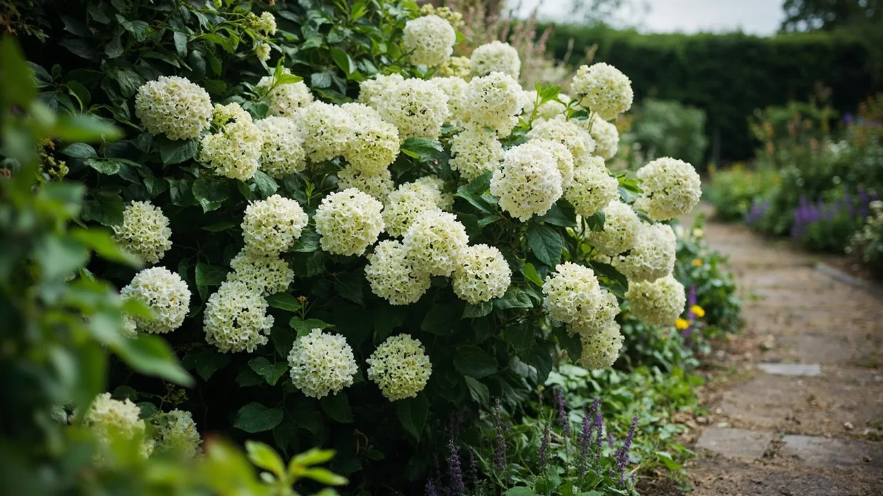 Viburnum × carlcephalum (Fragrant snowball) documentary photo
