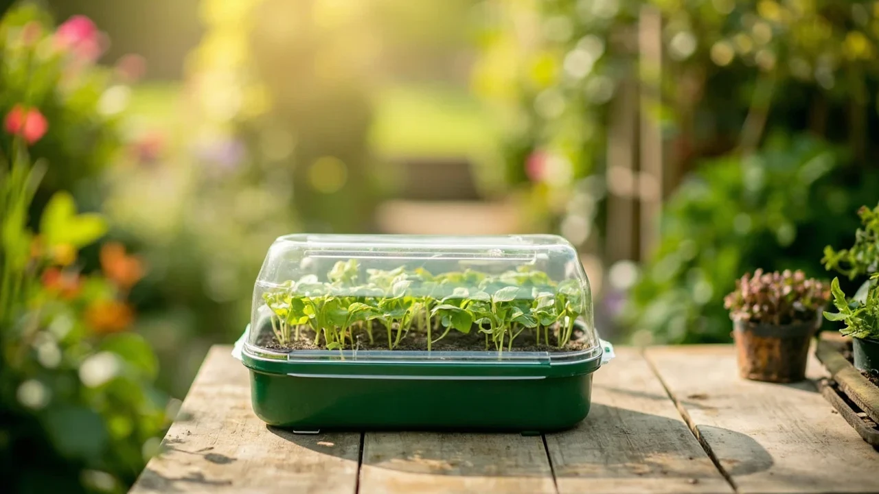 Original illustrative gardening scene, not exact retail product photograph